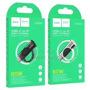 Hoco Ua32a 60w Usb-C Male to Ip Female Adapter With Display Green