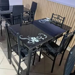 Modern 4-Seater Glass Dining Table - Seti Ya Meza Ya Chakula Viti 4