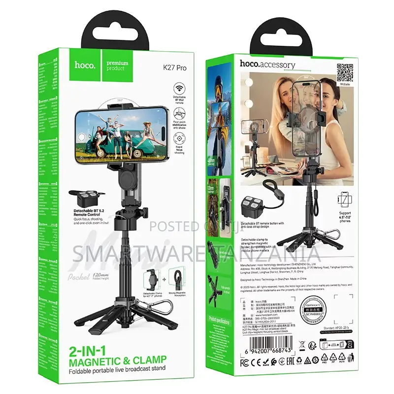 Hoco K27 Pro 2-in-1 Magnetic Clamp Live Broadcast Stand Bt 5-2 Remote