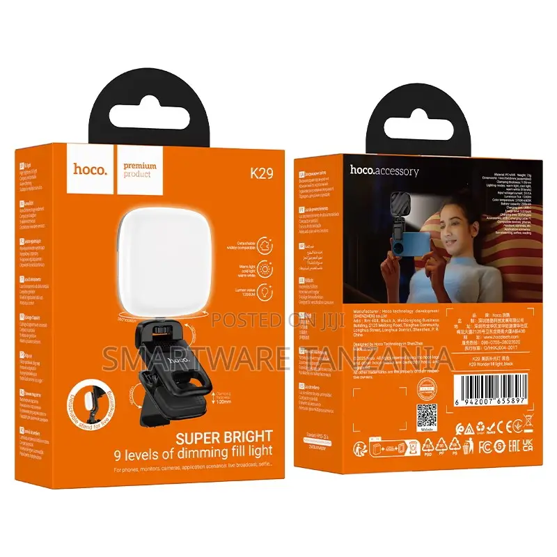 Hoco Super Bright 9 Levels Dimming Fill Light Clamp Rechargeable