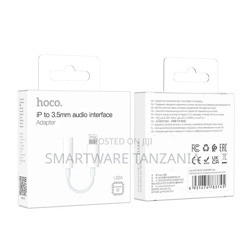 Hoco Ls34 Ip to 3.5mm Audio Interface Adapter Headphone Jack Connector