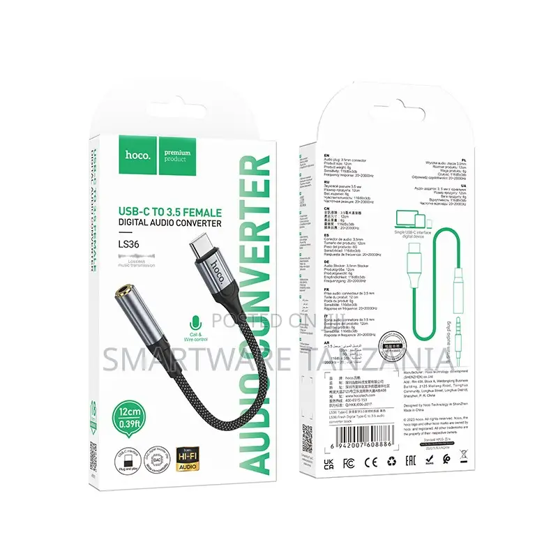 Hoco Ls36 Usb-C to 3.5 Female Digital Audio Converter Cable Green 12cm