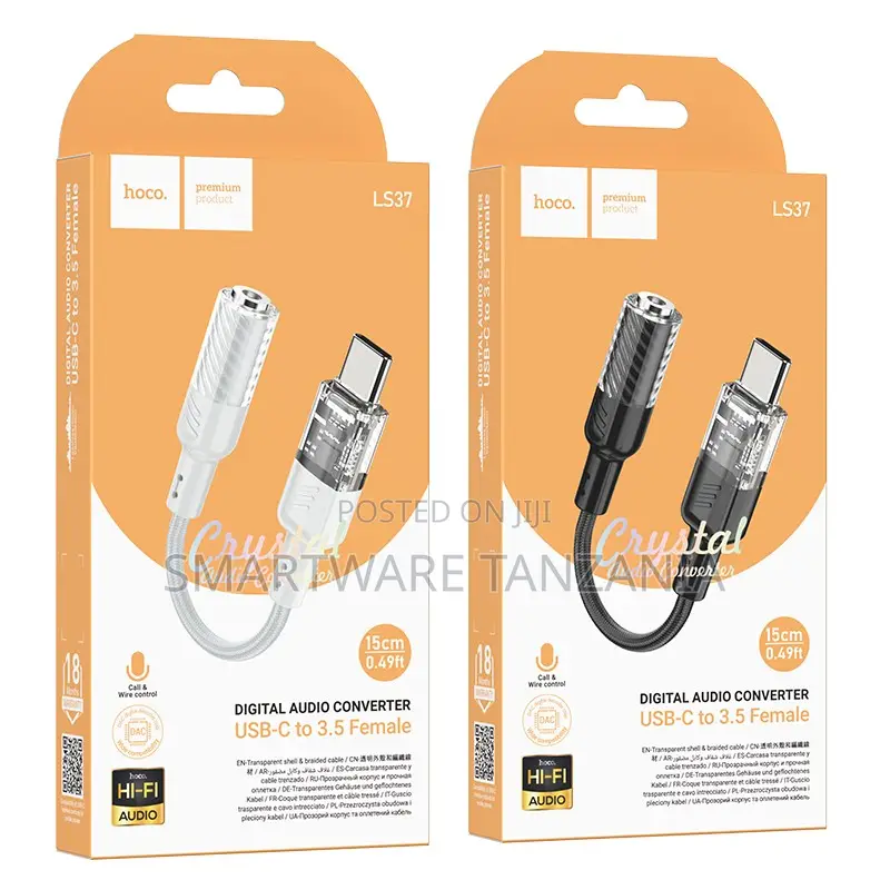 Hoco Ls37 Crystal Audio Converter Usb-C to 3.5 Female Digital Cable