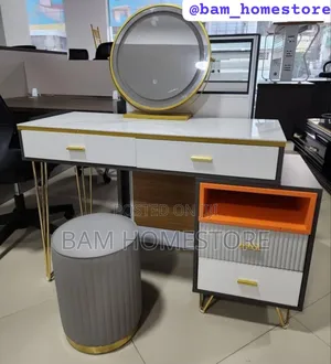 Luxury Dressing Table Set With Led Mirror Stool - Modern Vanity