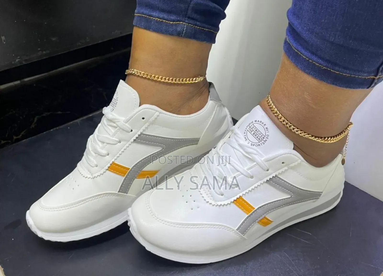 Women's Sneakers White Material Soft Fauxleather