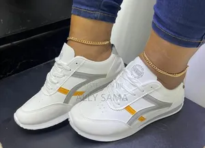 Women's Sneakers White Material Soft Fauxleather