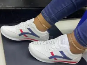 Women's Sneakers White Material Soft Fauxleather