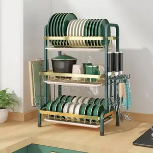 3-Tier Dish Drying Rack Green