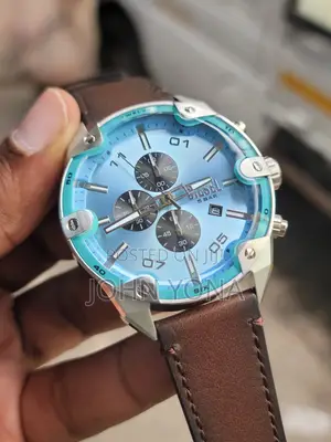 Diesel Spiked Dz4606 Chronograph Watch With a Brown Strap.