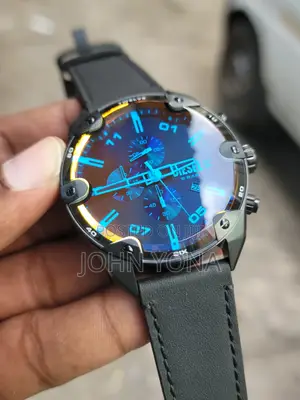 Diesel Spiked Dz4667 Chronograph Watch With a Black Leather Strap