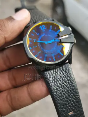 Diesel Master Chief Black Leather Strap Watch (Model: Dz1657)