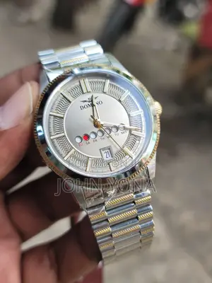 Domino Watch With a Two-Tone Metal Bracelet and a Silver-Colored Dial