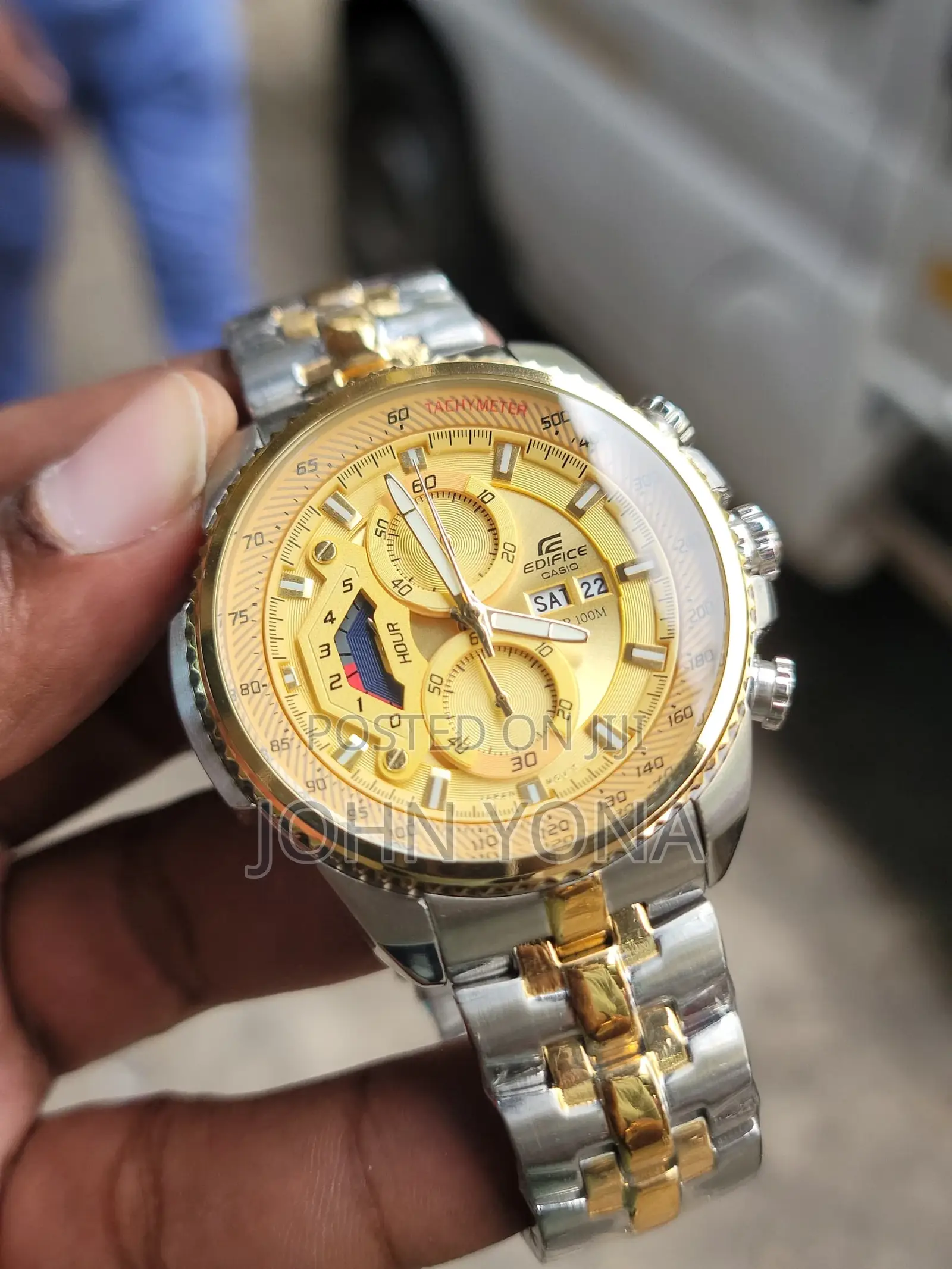 Casio Edifice Ef-558 Chronograph Watch With a Gold-Tone Dial
