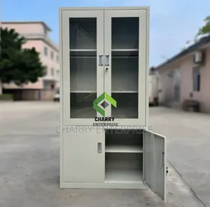 Metal 2doors Home or Office File Cabinet Glass Doors Cupboard Kabati