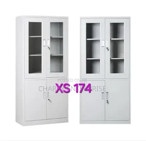 Metal 2doors Home or Office File Cabinet Glass Doors Cupboard Kabati