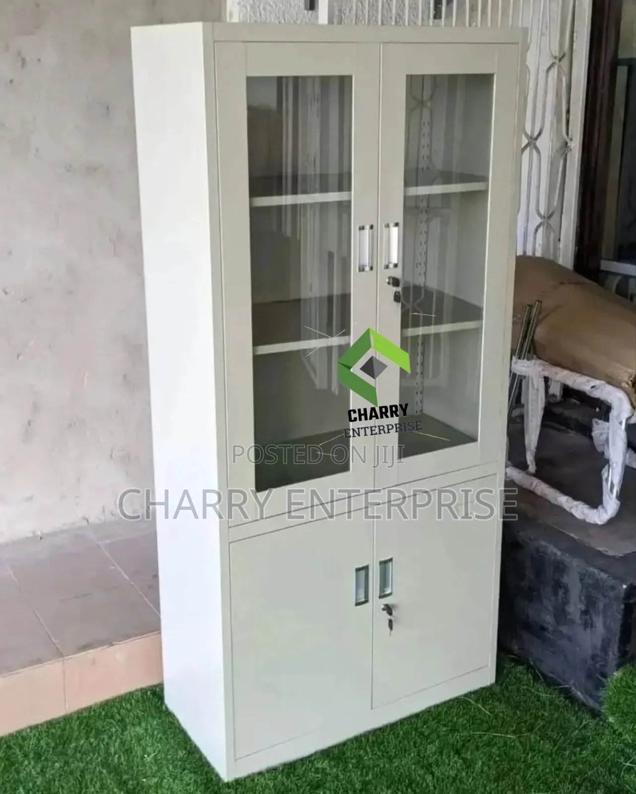 Metal 2doors Home or Office File Cabinet Glass Doors Cupboard Kabati