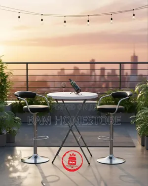 Modern Bistro Set - Folding High-Top Table Adjustable Bar Stools