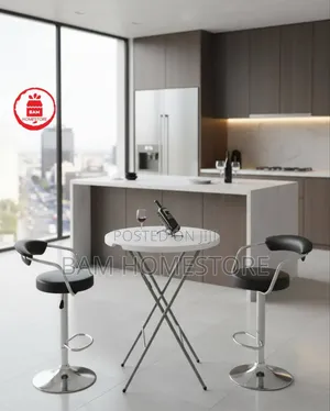 Modern Bistro Set - Folding High-Top Table Adjustable Bar Stools