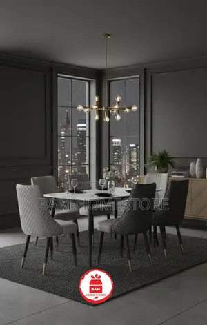 Modern Luxury 6-Seater Marble Top Dining Table Set - Meza Ya Chakula