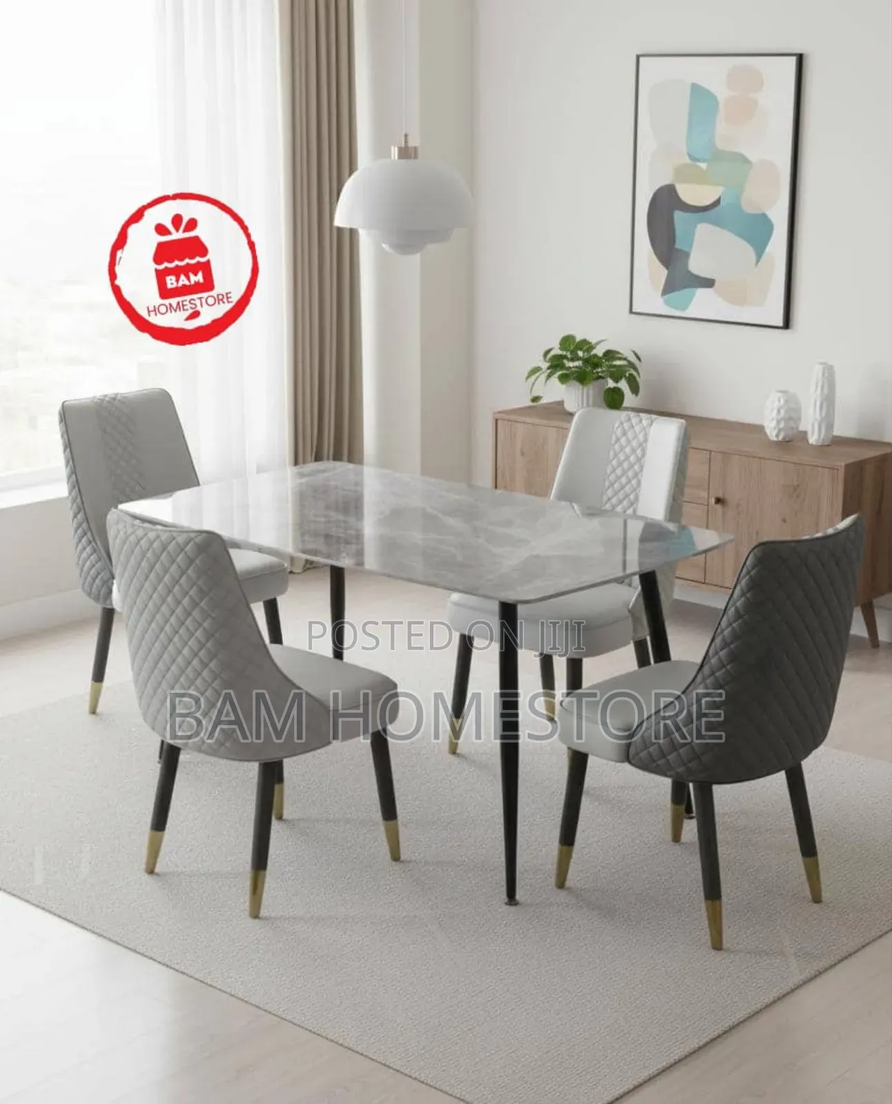 Modern Dining Set( Marble Table+ 4 Comfy Chairs)