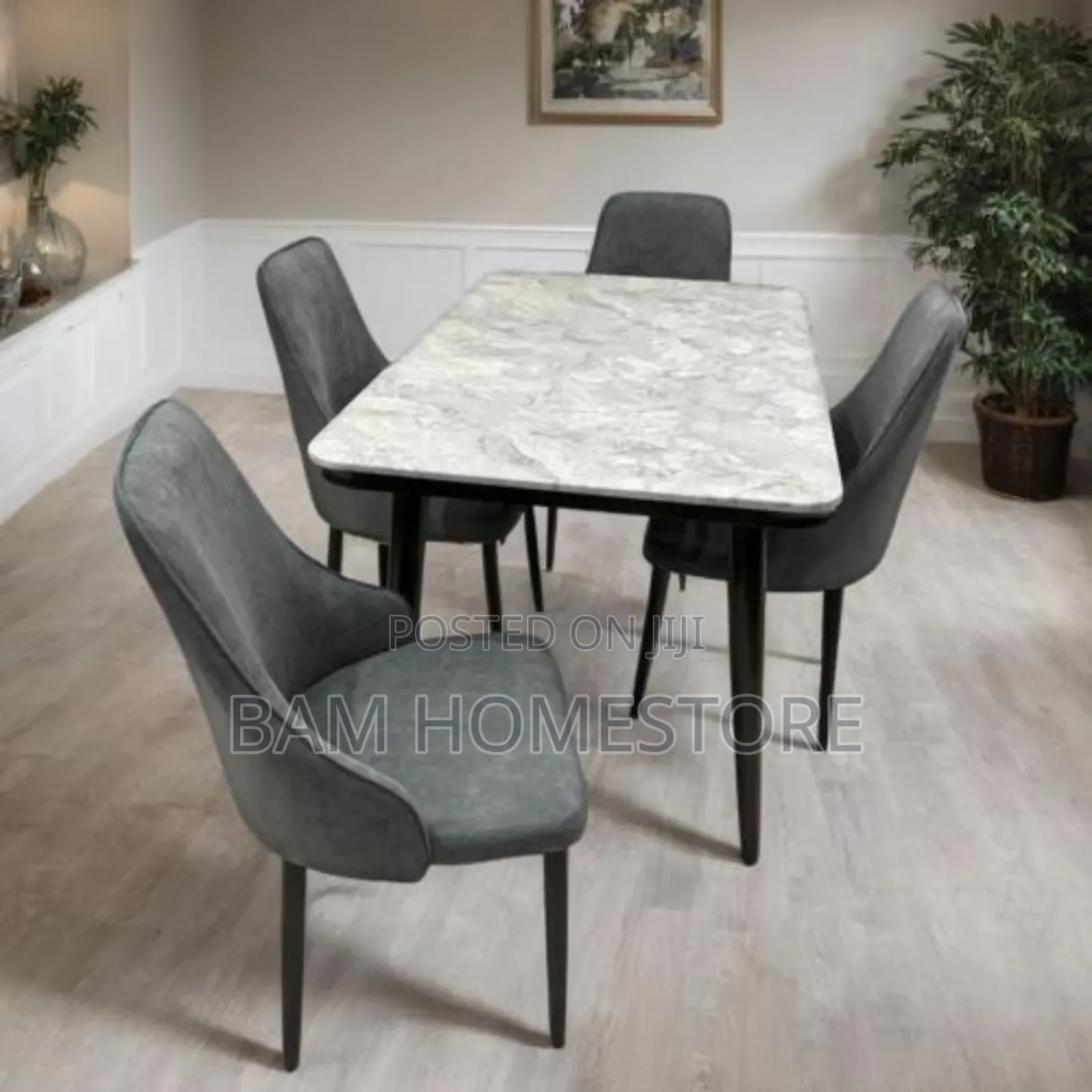 Modern Dining Set( Marble Table+ 4 Comfy Chairs)