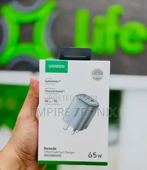 Ugreen Nexode 65w Wall Charger – 2 Usb‐C + 1 Usb‐A – Space Gray