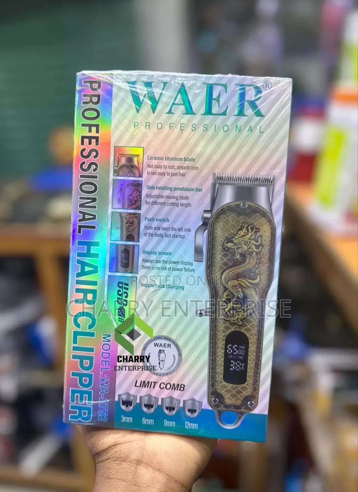 Waer Profesional Rechargeable Hair Clipper Wa2752 Push Switch Kunyolea