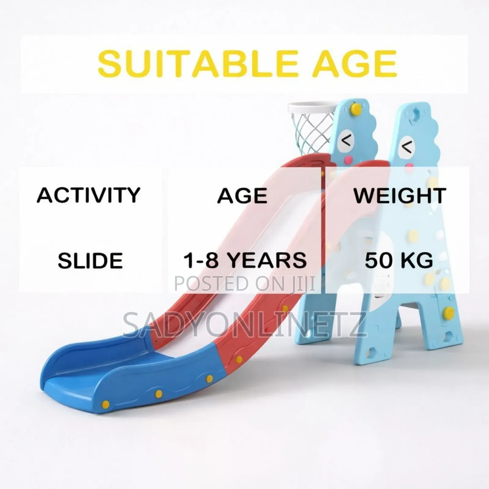 Kids Indoor and Outdoor Slide With Basketball Hoops