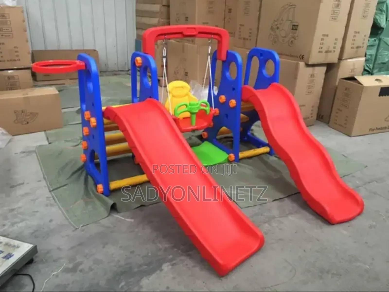 4 in 1 Double Slide, Swing and Basketball