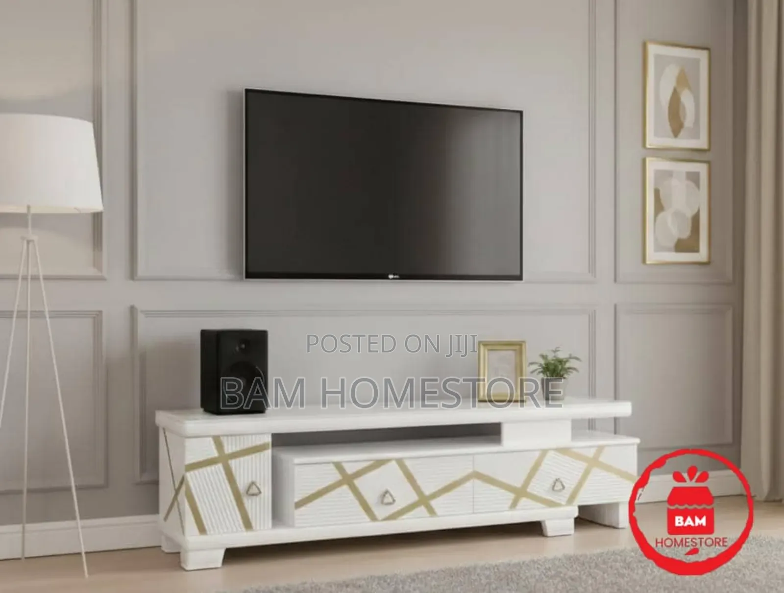 Modern Extendable White Gold Tv Showcase Stand - Kabati La Tv