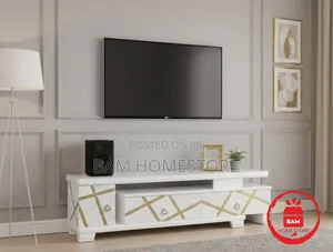 Modern Extendable White Gold Tv Showcase Stand - Kabati La Tv