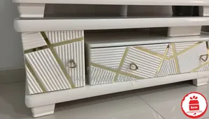Modern Extendable White Gold Tv Showcase Stand - Kabati La Tv