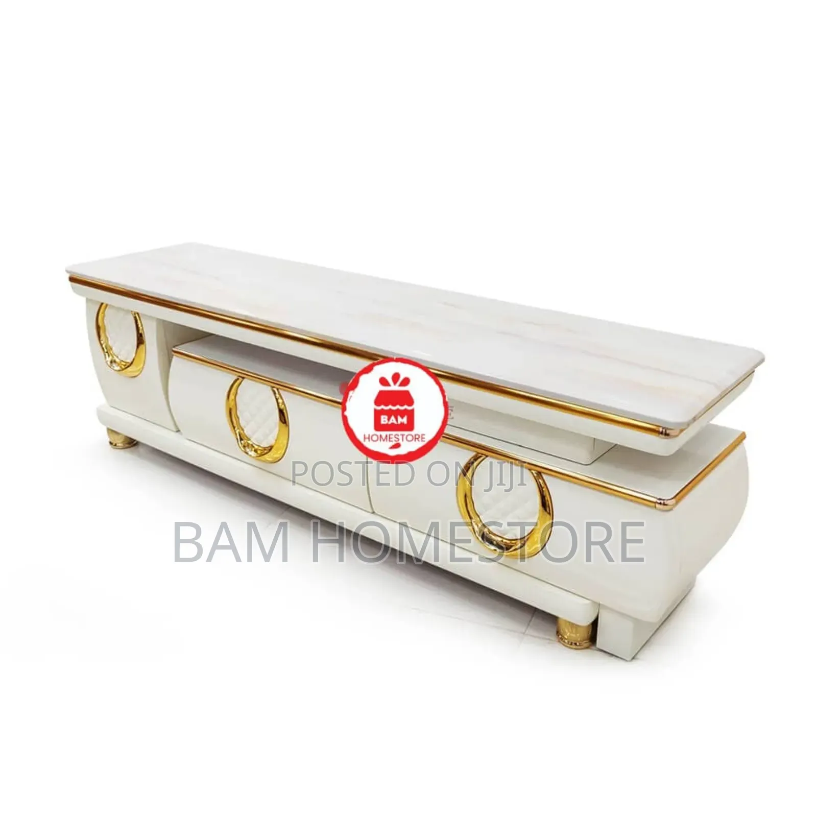 Royal Gold White Extendable Marble Top Tv Showcase - Kabati La Tv