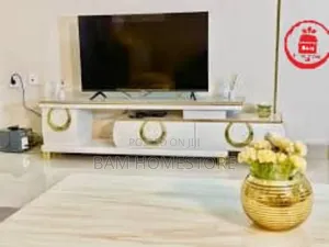 Royal Gold White Extendable Marble Top Tv Showcase - Kabati La Tv