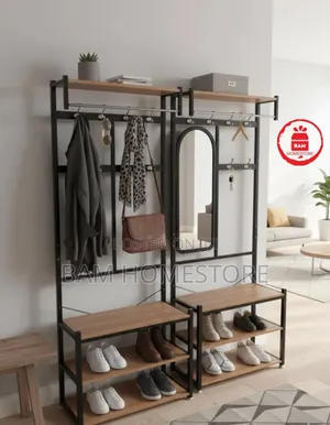 Modern 3-in-1 Entryway Organizer Mirror Set - Kabati Ya Wazi+ Kioo