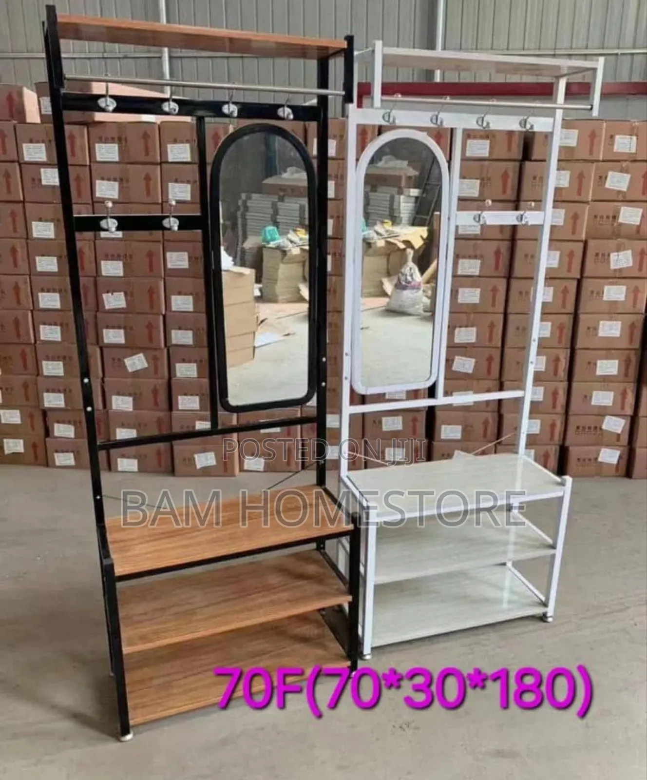 Modern 3-in-1 Entryway Organizer Mirror Set - Kabati Ya Wazi+ Kioo