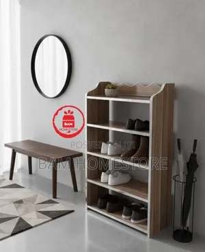 Modern Wood Silver 5-Tier Luxury Shoe Rack Organizer