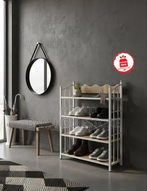 Modern 4-tier Luxury White Metal Wood Shoe Rack - Organizer Set