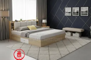 Luxury 5*6 Ft King Size Bed With Hydraulic Storage Headboard Shelves
