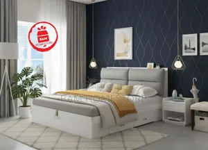 Modern White Luxury King Size Bed (5*6fts) With Soft Tufted Headboard