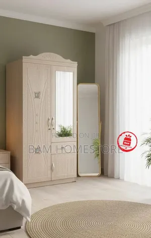 Imported Wooden 2-Door Wardrobe With Mirror / Kabati La Nguo Milango 2