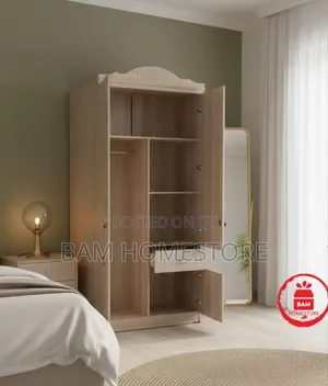 Imported Wooden 2-Door Wardrobe With Mirror / Kabati La Nguo Milango 2