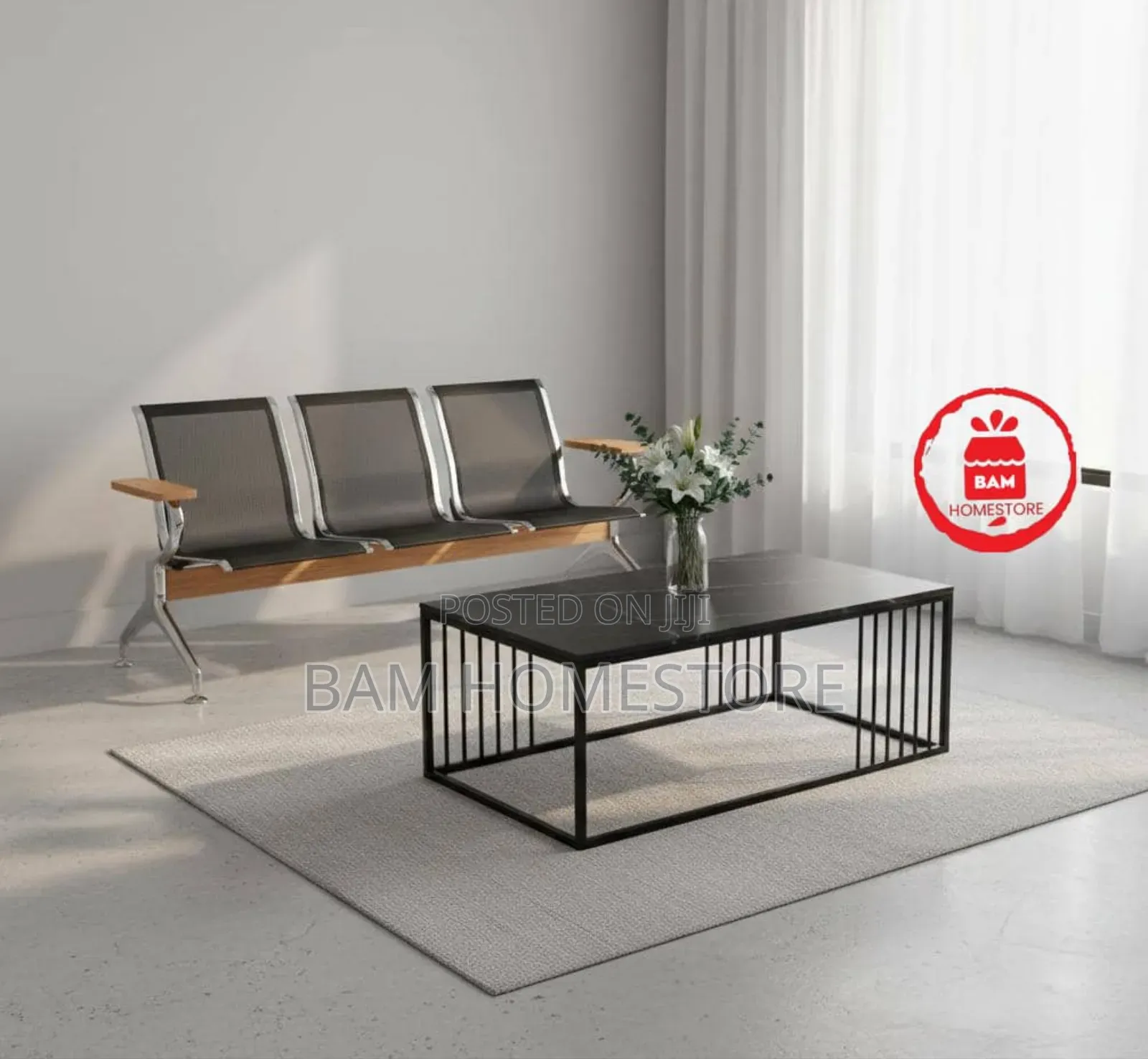 Modern Reception Waiting Set - Stylish Office Meza 3-Seater Bench