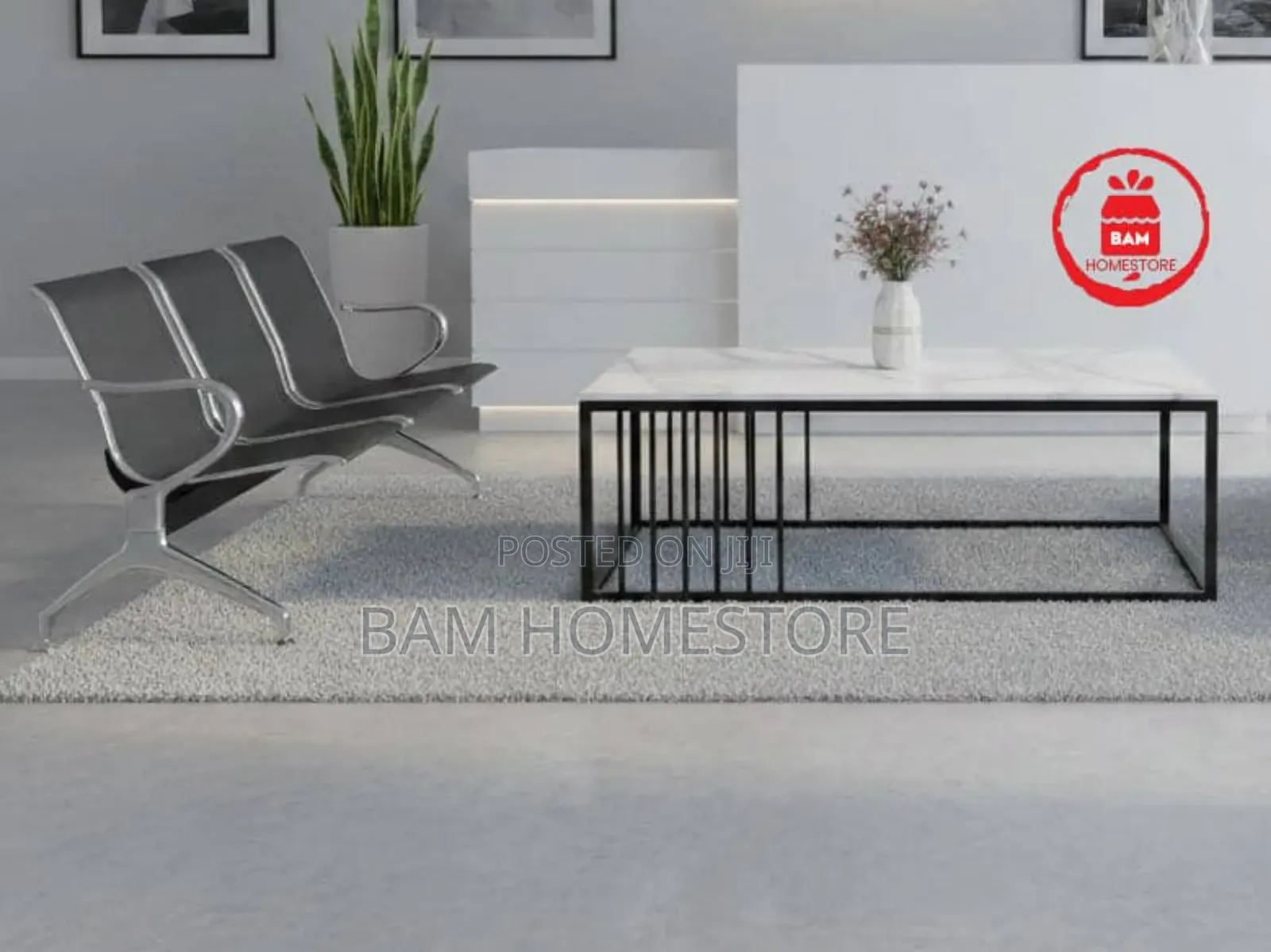 Modern Reception Waiting Set - Stylish Office Meza 3-Seater Bench