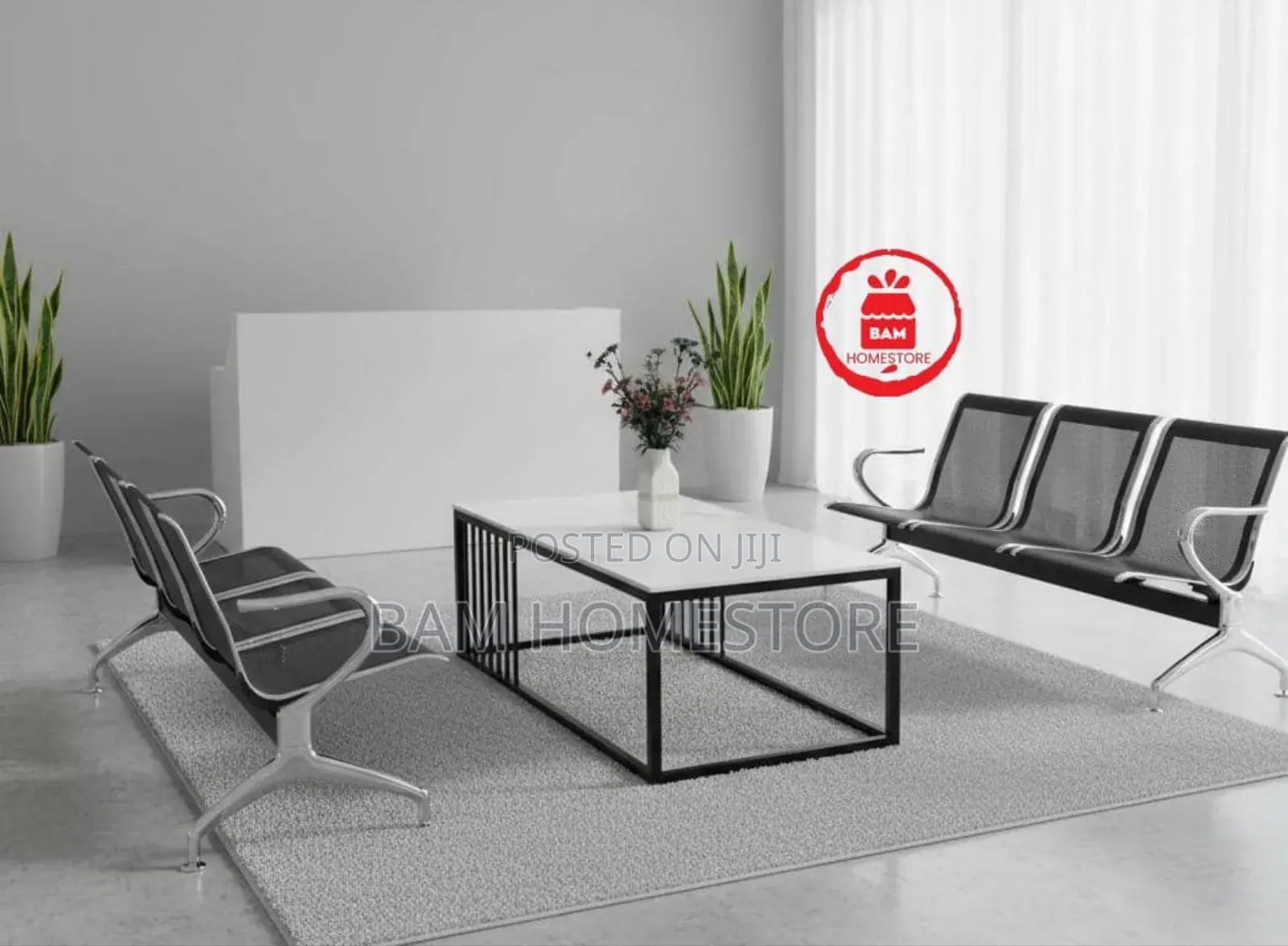 Modern Reception Waiting Set - Stylish Office Meza 3-Seater Bench