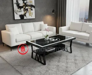 Modern Luxury Channel Design Coffee Table - Black White Meza