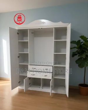 Imported Modern 4 Door Wardrobe With Mirror Drawers - Kabati La Nguo