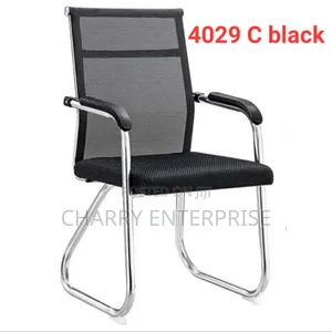 Black Mesh Visitor Office Chair With Chrome Cantilever Base