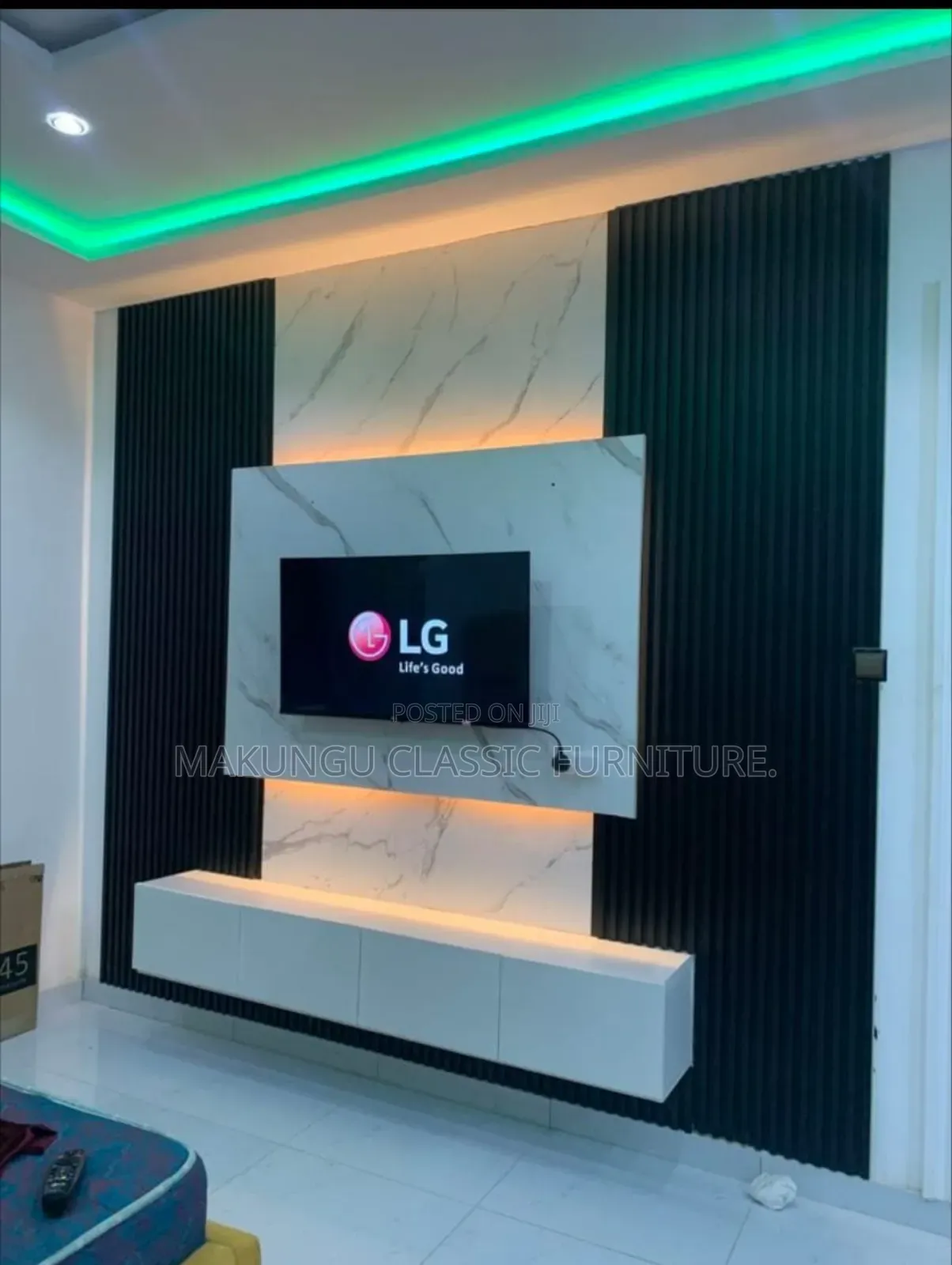 Tv Wall Paper Feature and Tv Showcase Decoration With Pannel Features
