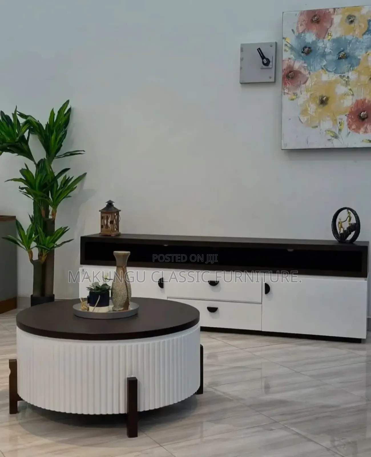 Tv Showcase Na Coffee Table Ya Round Ambyo Ni Sets